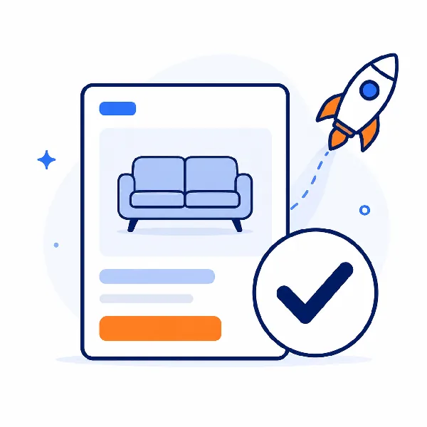 Reviewing and launching furniture product pages — step 3